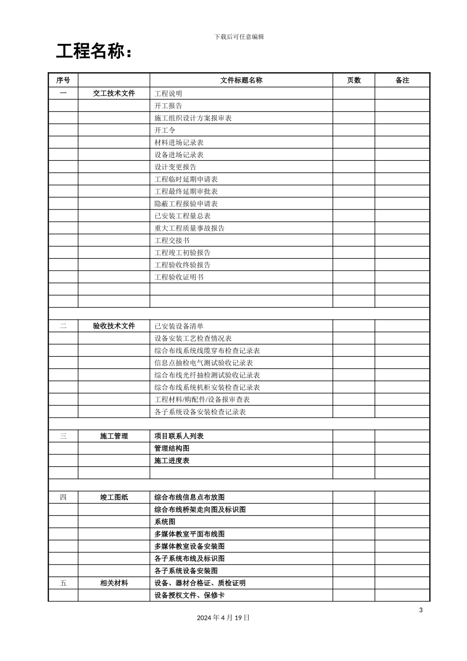 智能化系统工程竣工验收资料标准模板_第3页