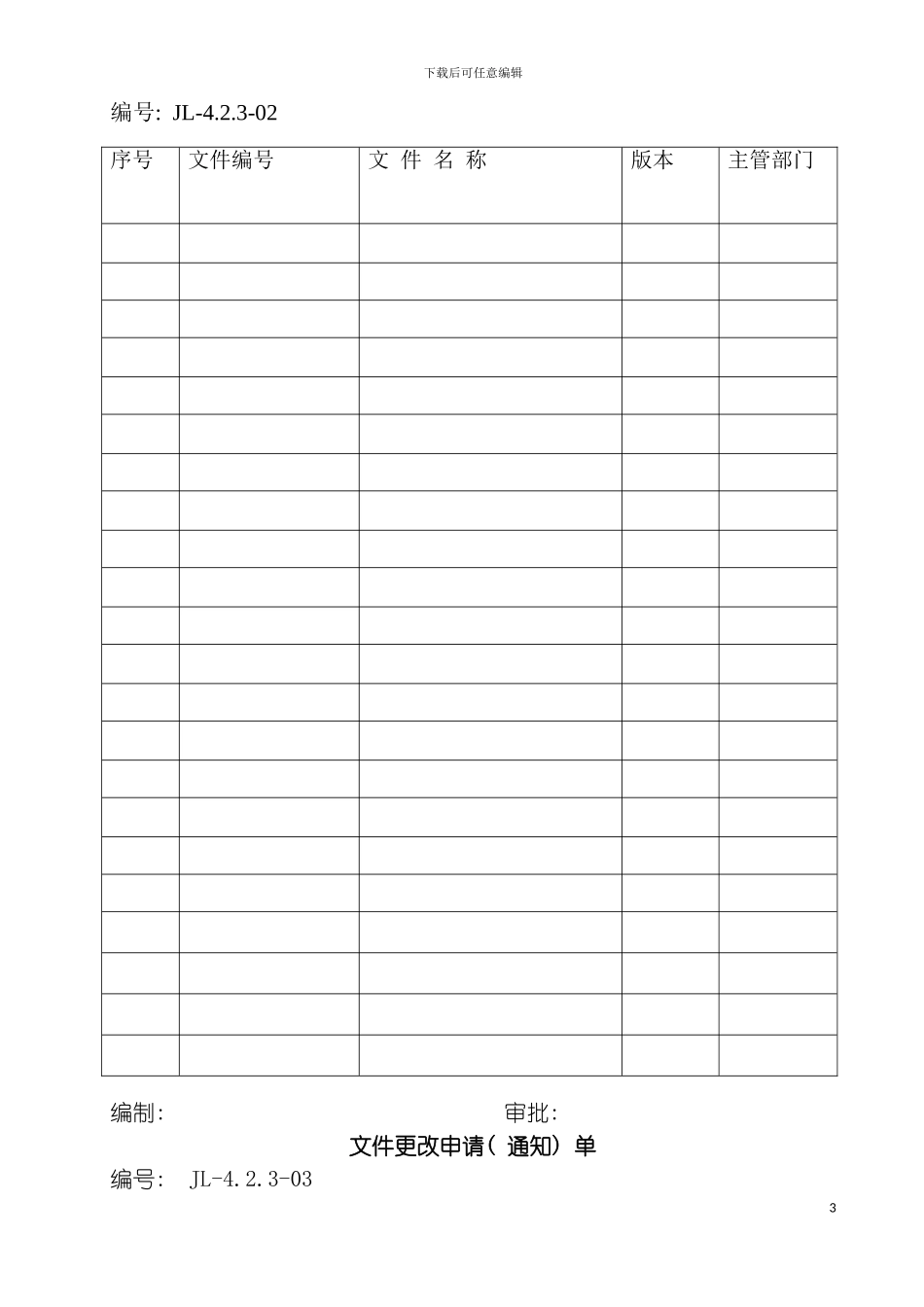 最新ISO质量管理体系全套实用表格模板_第3页