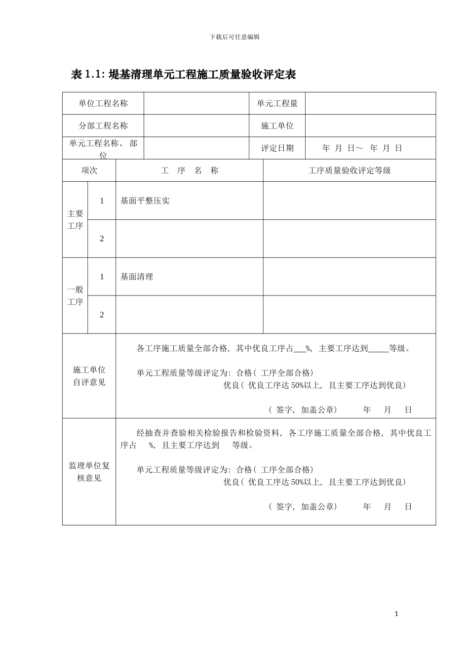 最新堤防工程验收评定表模板_第3页