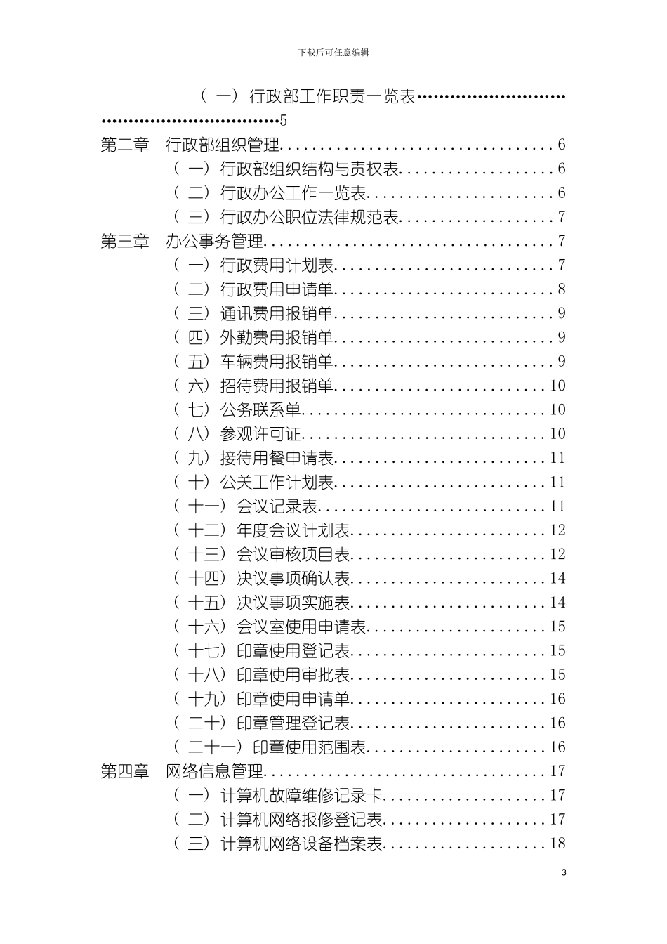 最齐全的行政管理常用表格模板_第3页