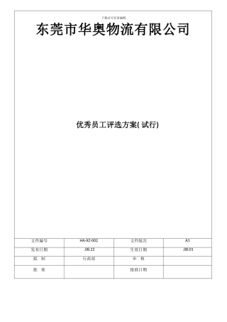月度优秀员工评选方案样本