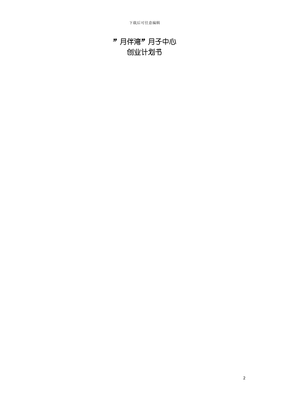 月伴湾月子中心创业计划书模板_第2页