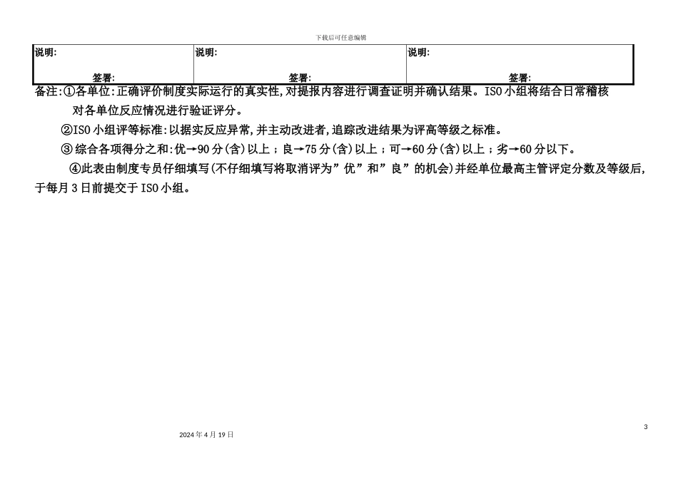 月制度执行自检提报评核单_第3页