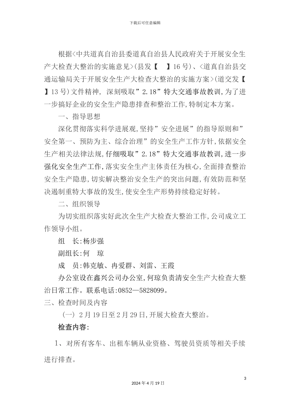 有关开展安全生产大检查大整治的实施方案_第3页