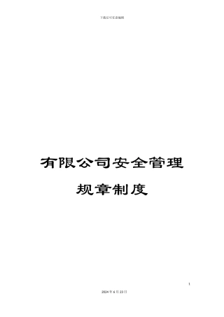 有限公司安全管理规章制度
