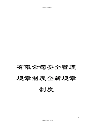 有限公司安全管理规章制度全新规章制度