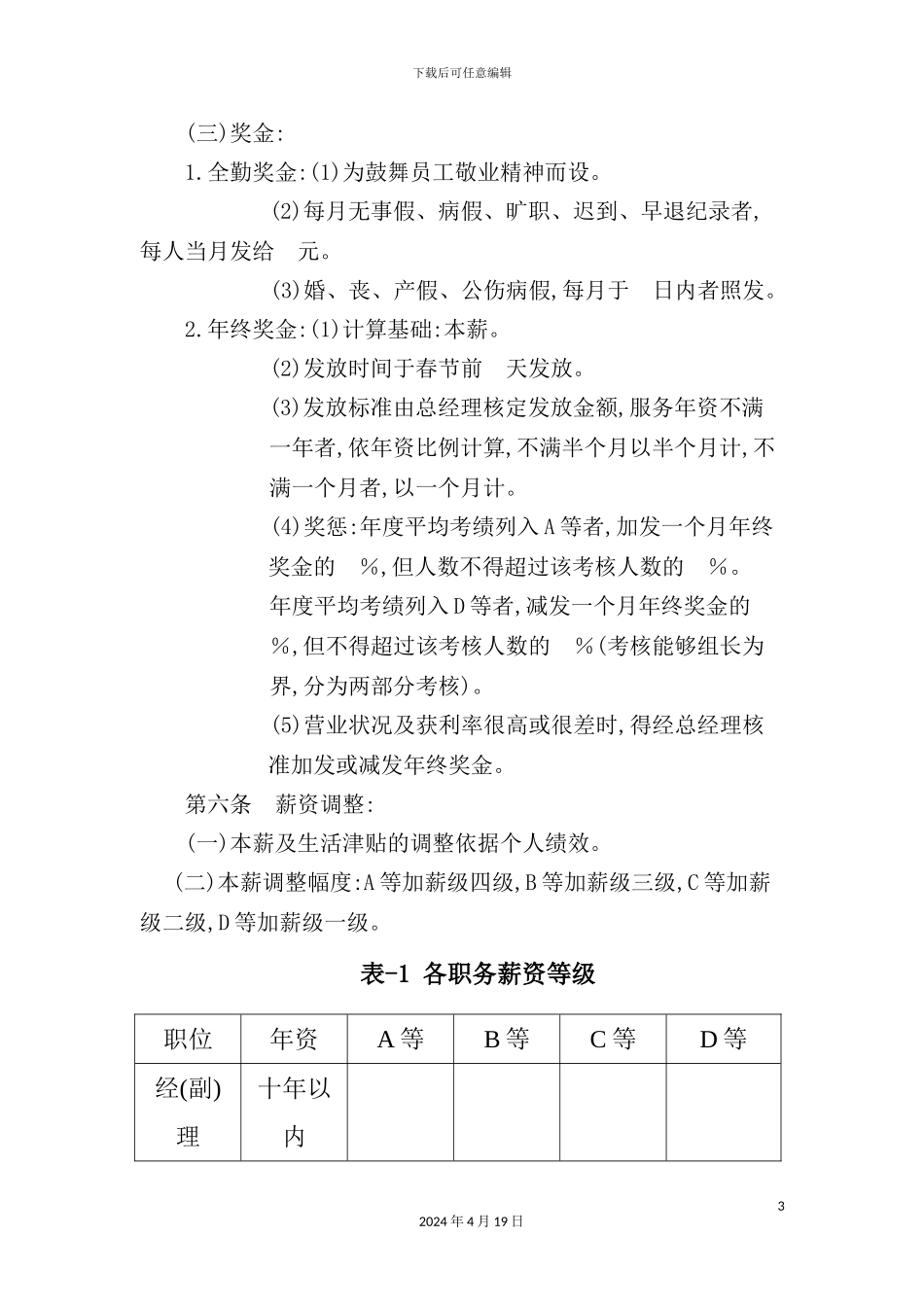 有限公司薪酬管理章程_第3页