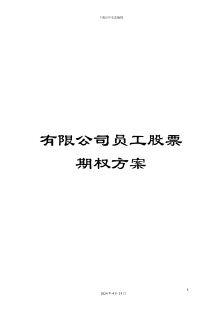 有限公司员工股票期权方案