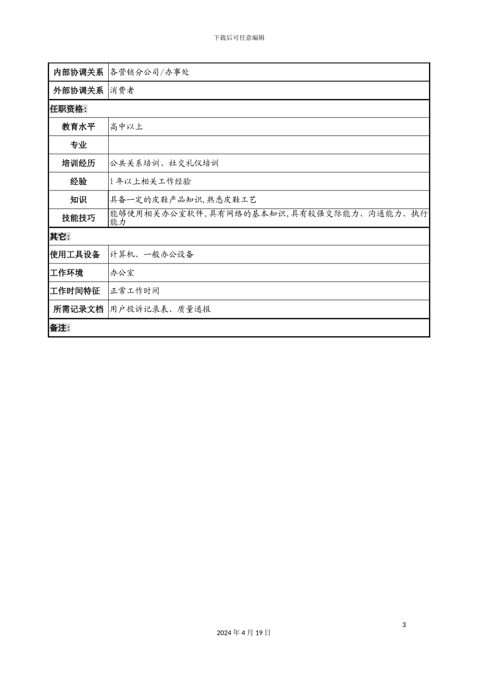 服务中心信访员的岗位说明书_第3页