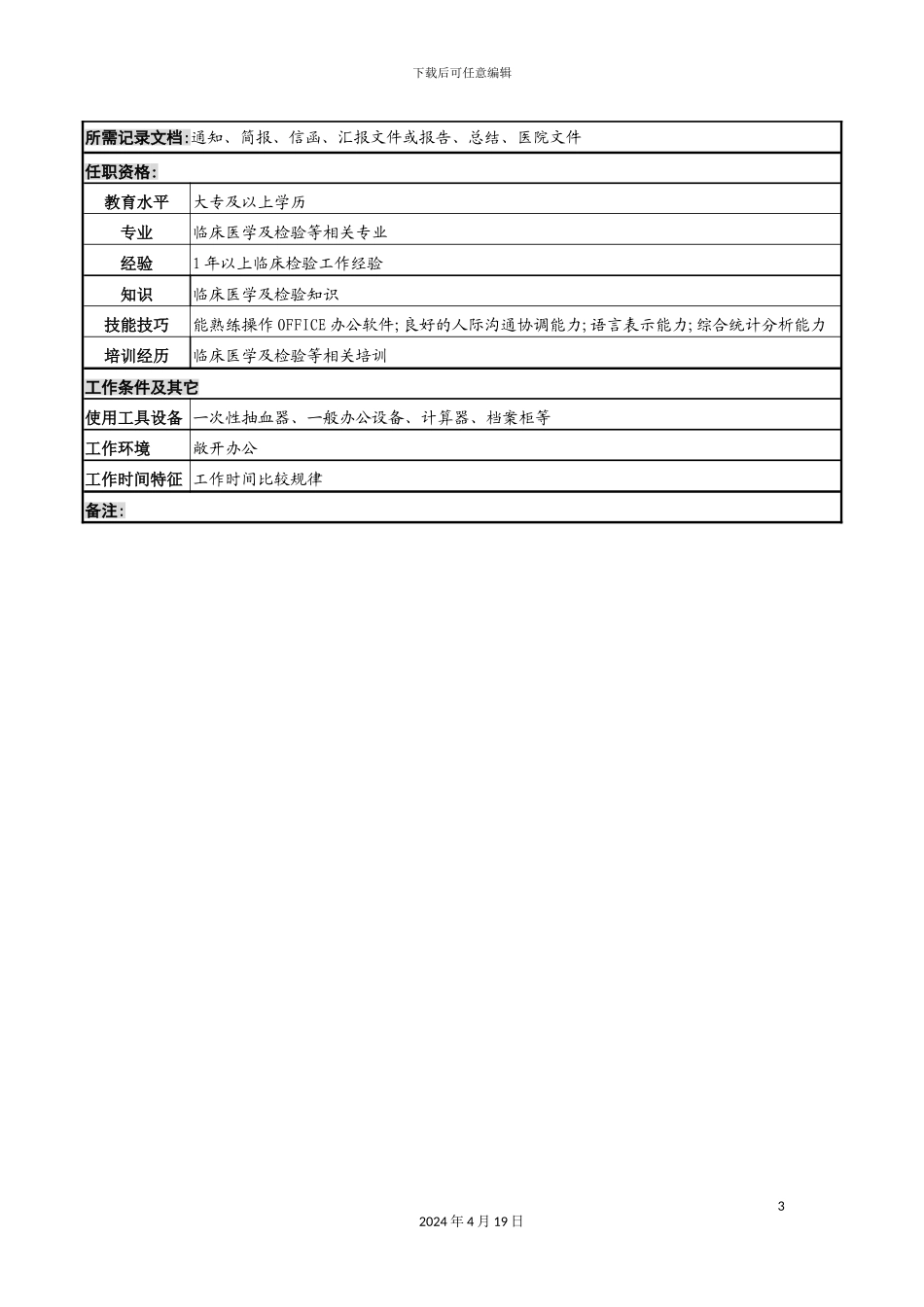 服务窗口岗的岗位说明书_第3页