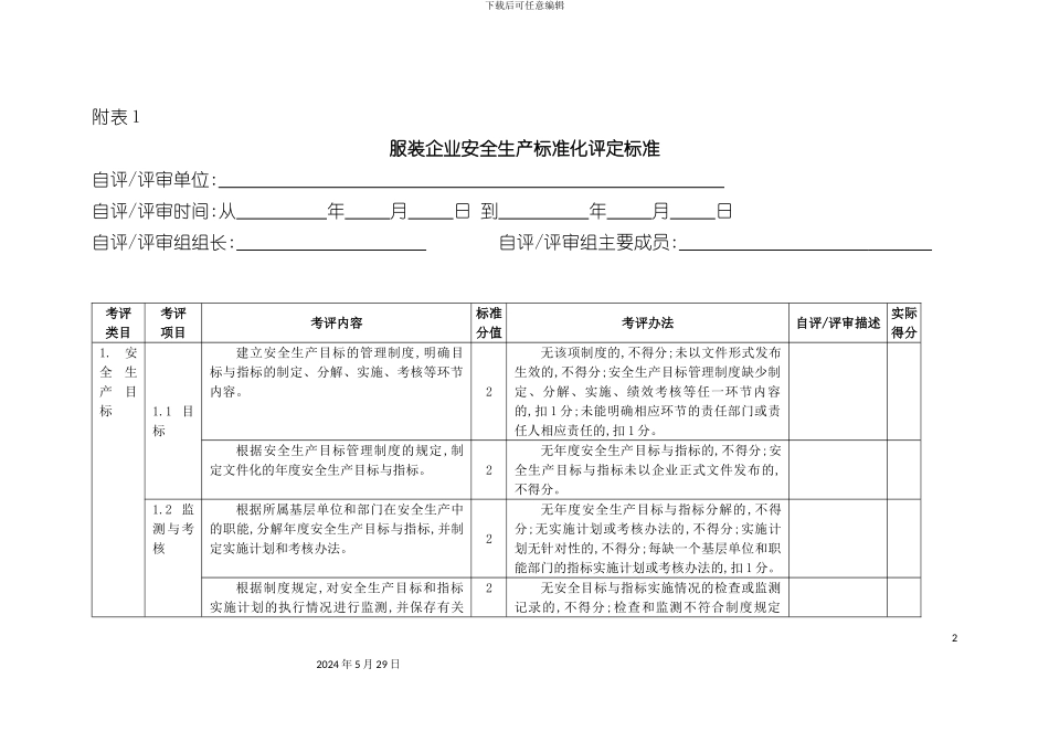 服装企业安全生产标准化评定标准_第2页