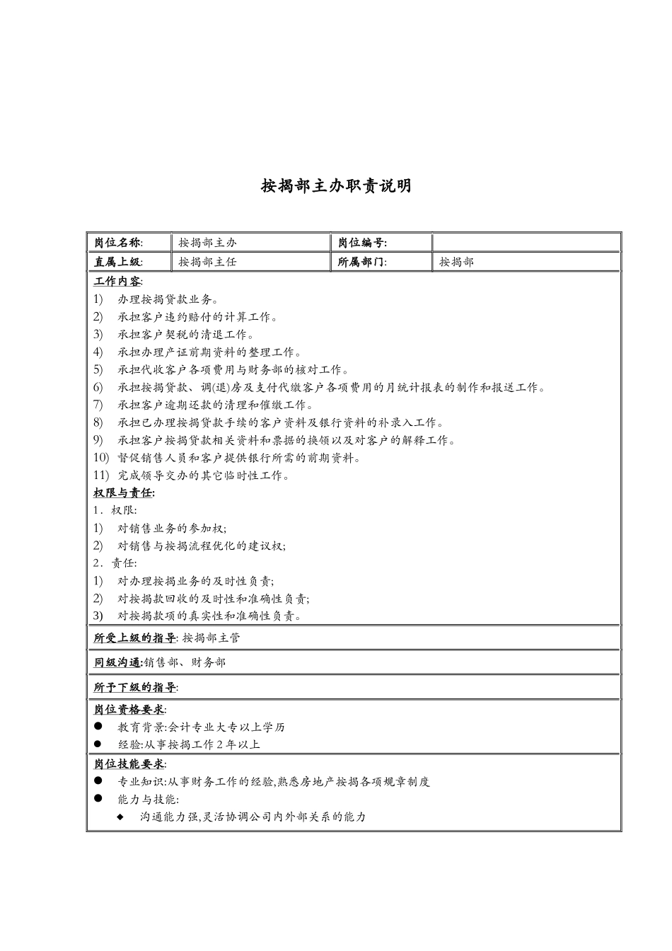 服装生产部经理职务说明书_第2页