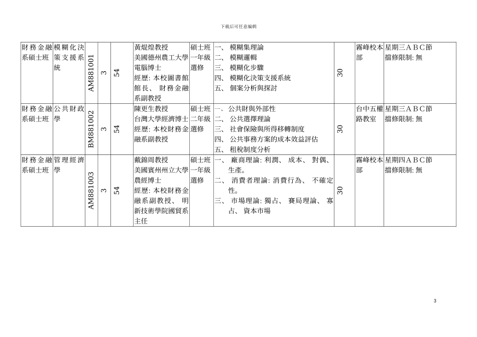朝阳科技大学八十八年度第一期推广教育学分班招生简模板_第3页