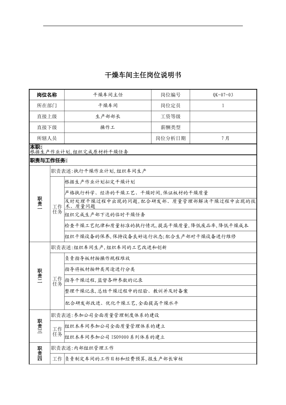 木业公司干燥车间主任岗位职责_第2页