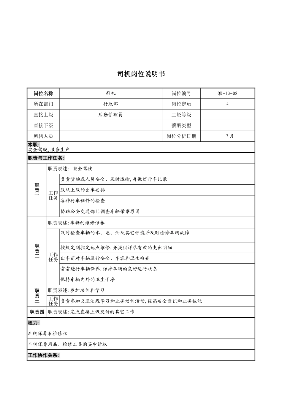 木业公司行政部司机岗位职责_第2页