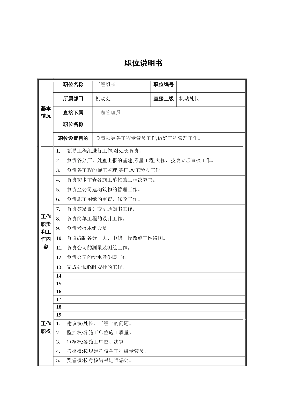 机动处工程组长岗位职责_第2页