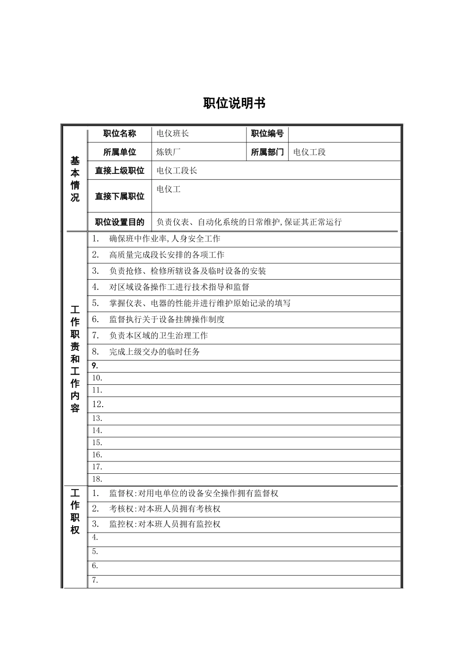 机动科电仪班长岗位说明书_第2页