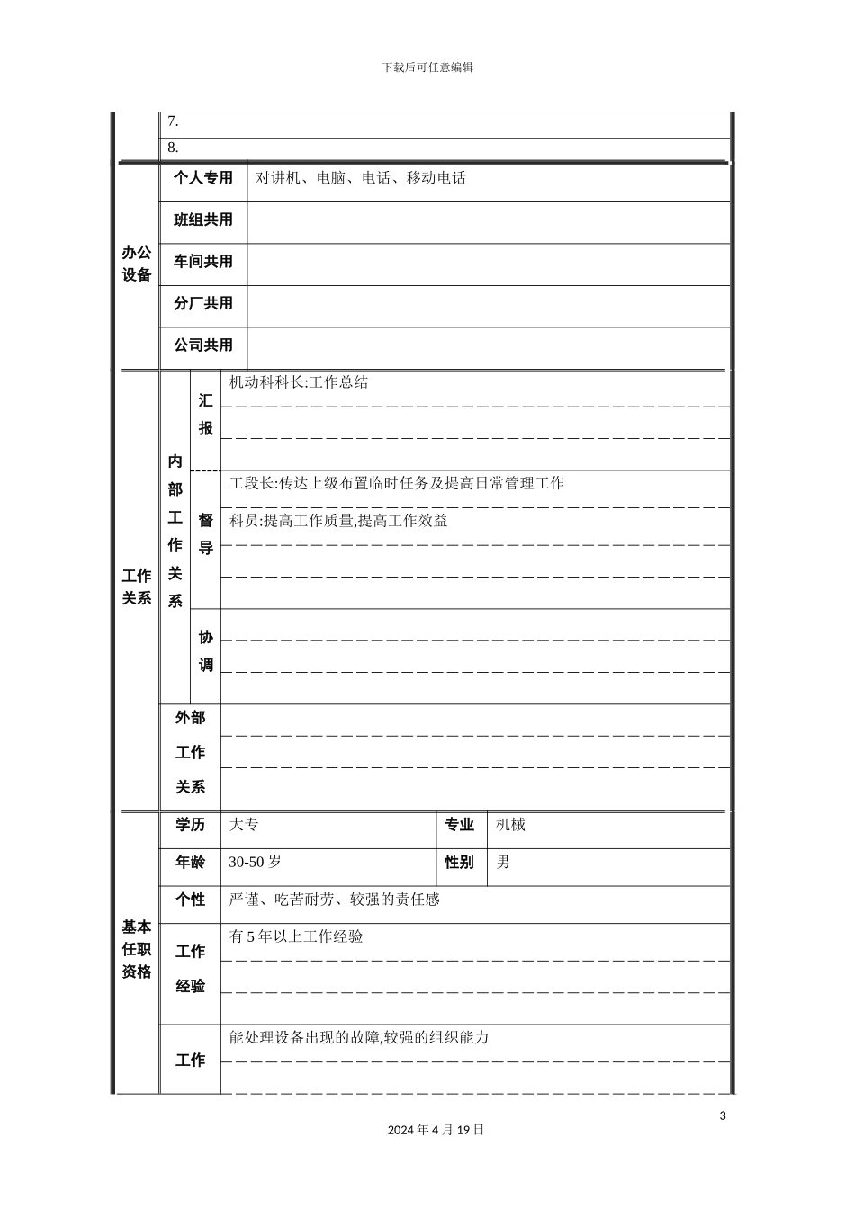 机动科机修副科长岗位职责_第3页