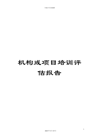 机构或项目培训评估报告