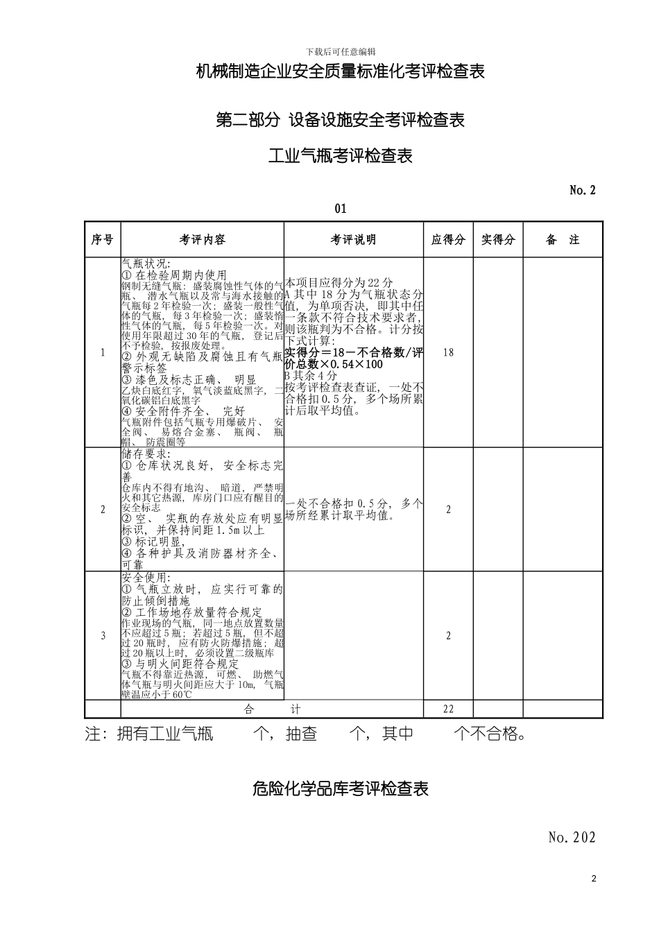机械制造企业安全质量标准化考评检查明细表模板_第2页