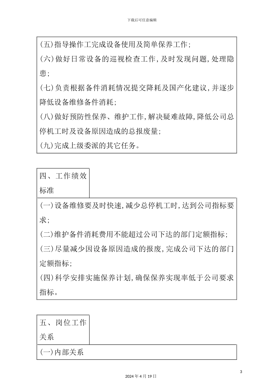 机械维修专管岗位职责_第3页