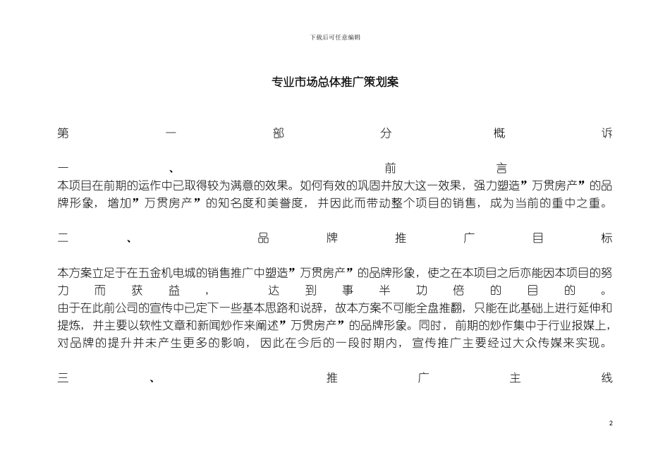 机电五金总体推广策划案品牌推广目标与品牌推广主线模板_第2页