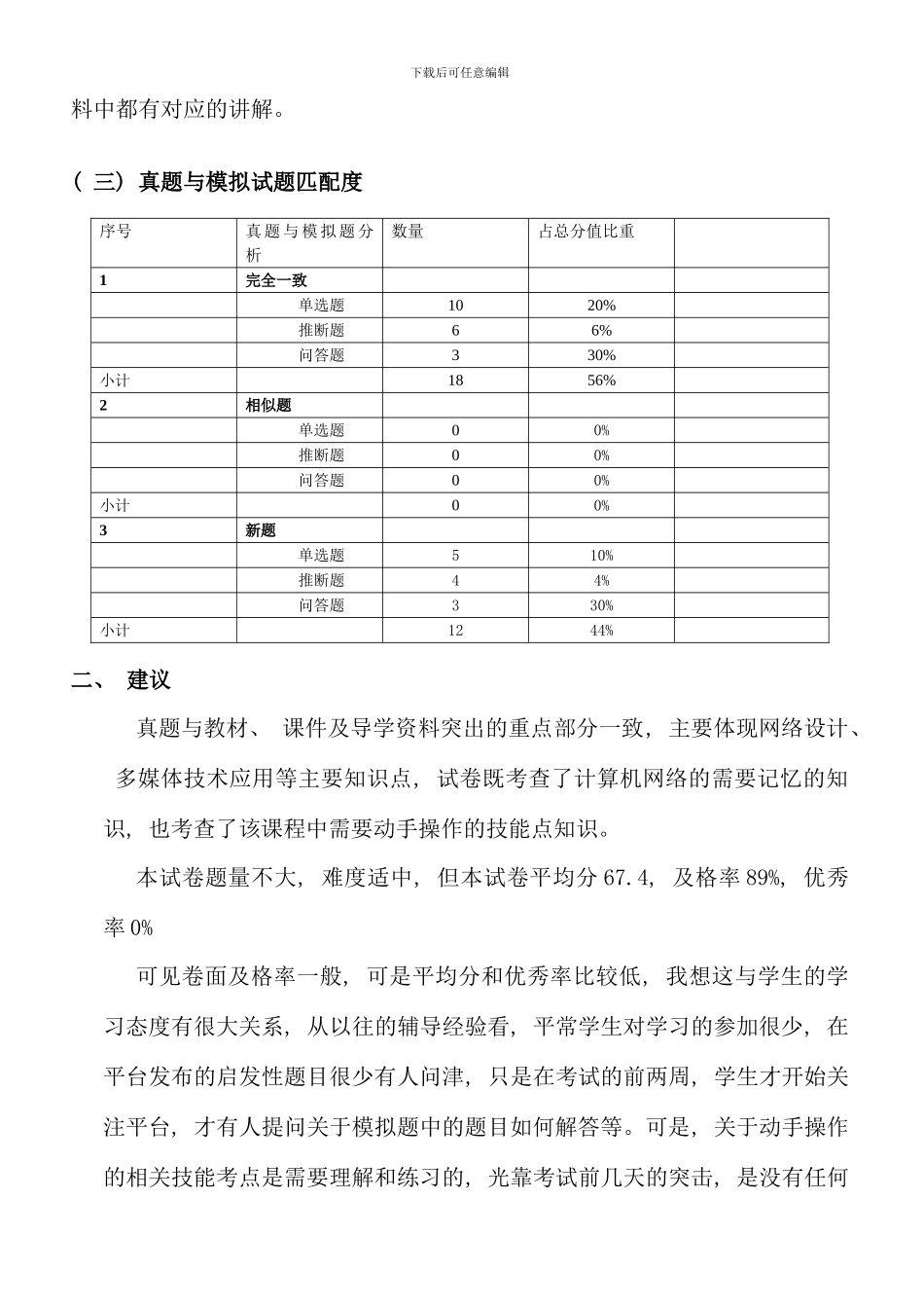 机网络与多媒体技术课程考试真题分析报告_第3页