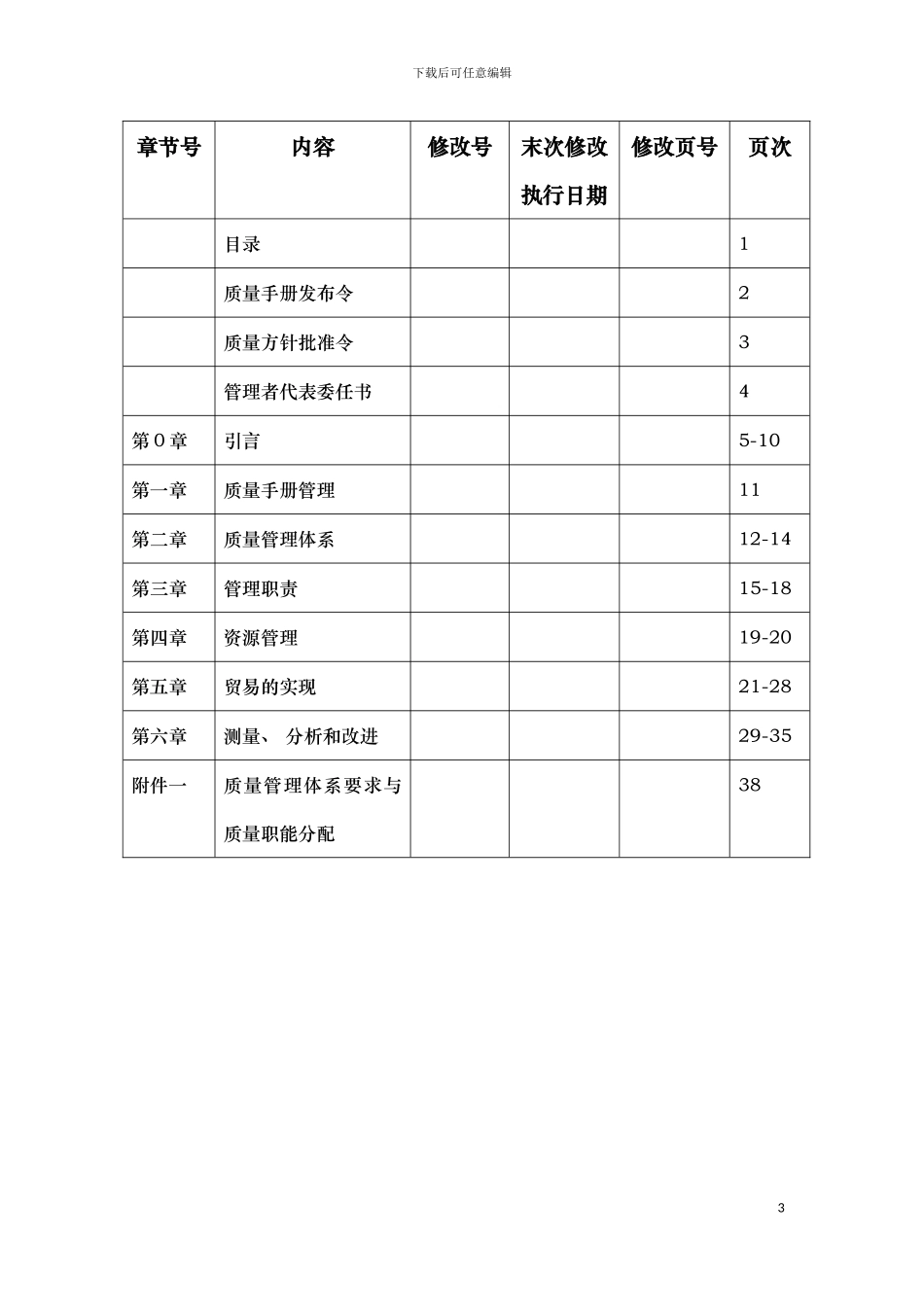 机电设备有限公司质量手册模板_第3页