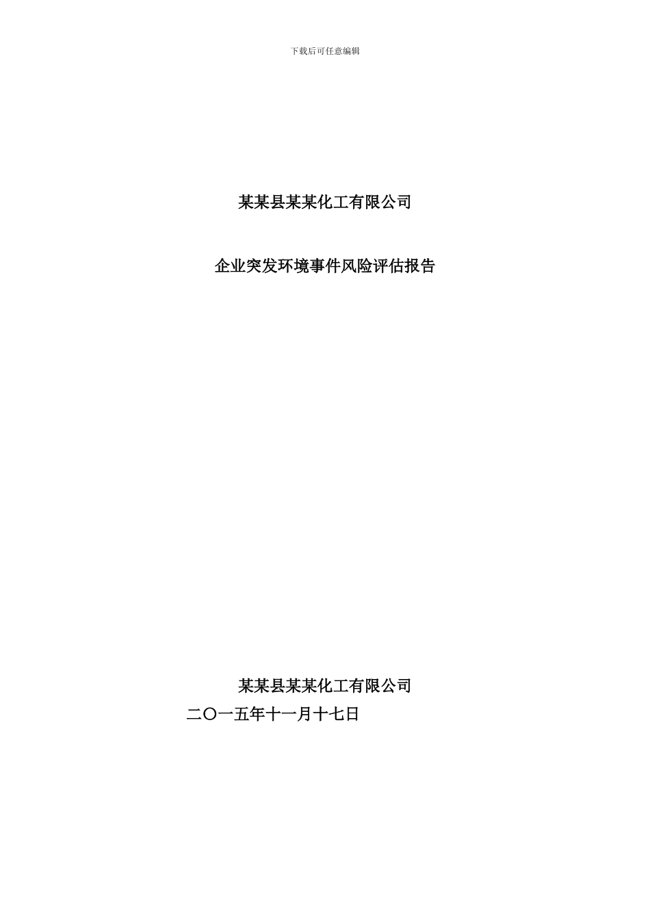 某某化工有限公司环境风险评估报告样本_第1页
