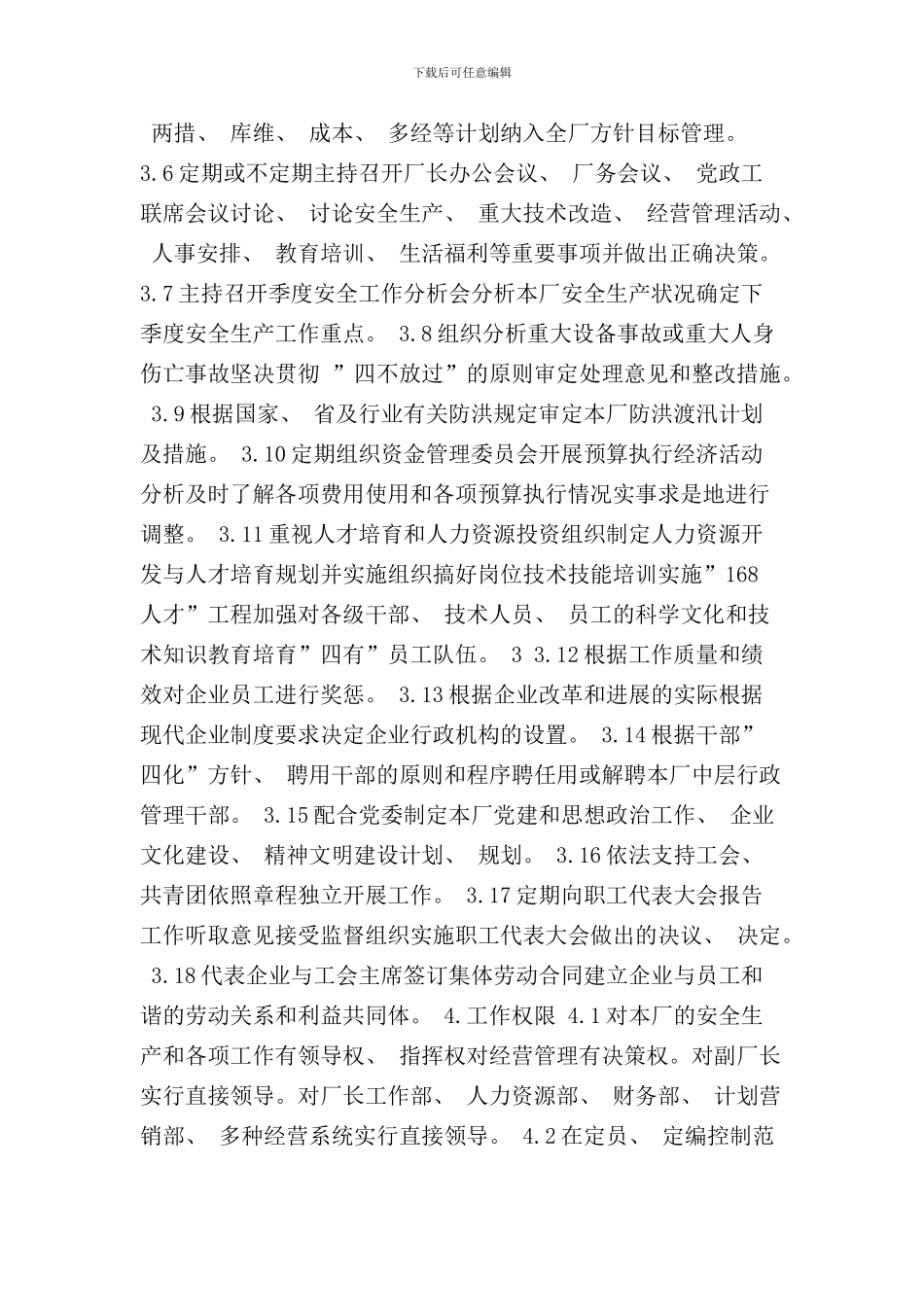 某某水力发电厂企业标准厂长岗位工作标准样本_第2页