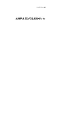 某钢铁集团公司发展战略研究样本