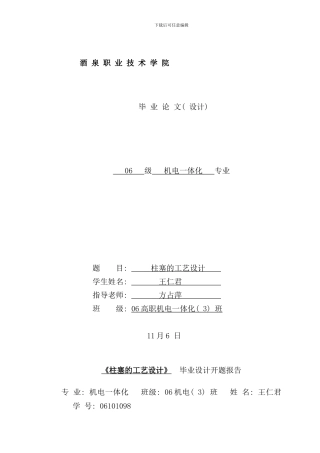 柱塞的工艺设计样本