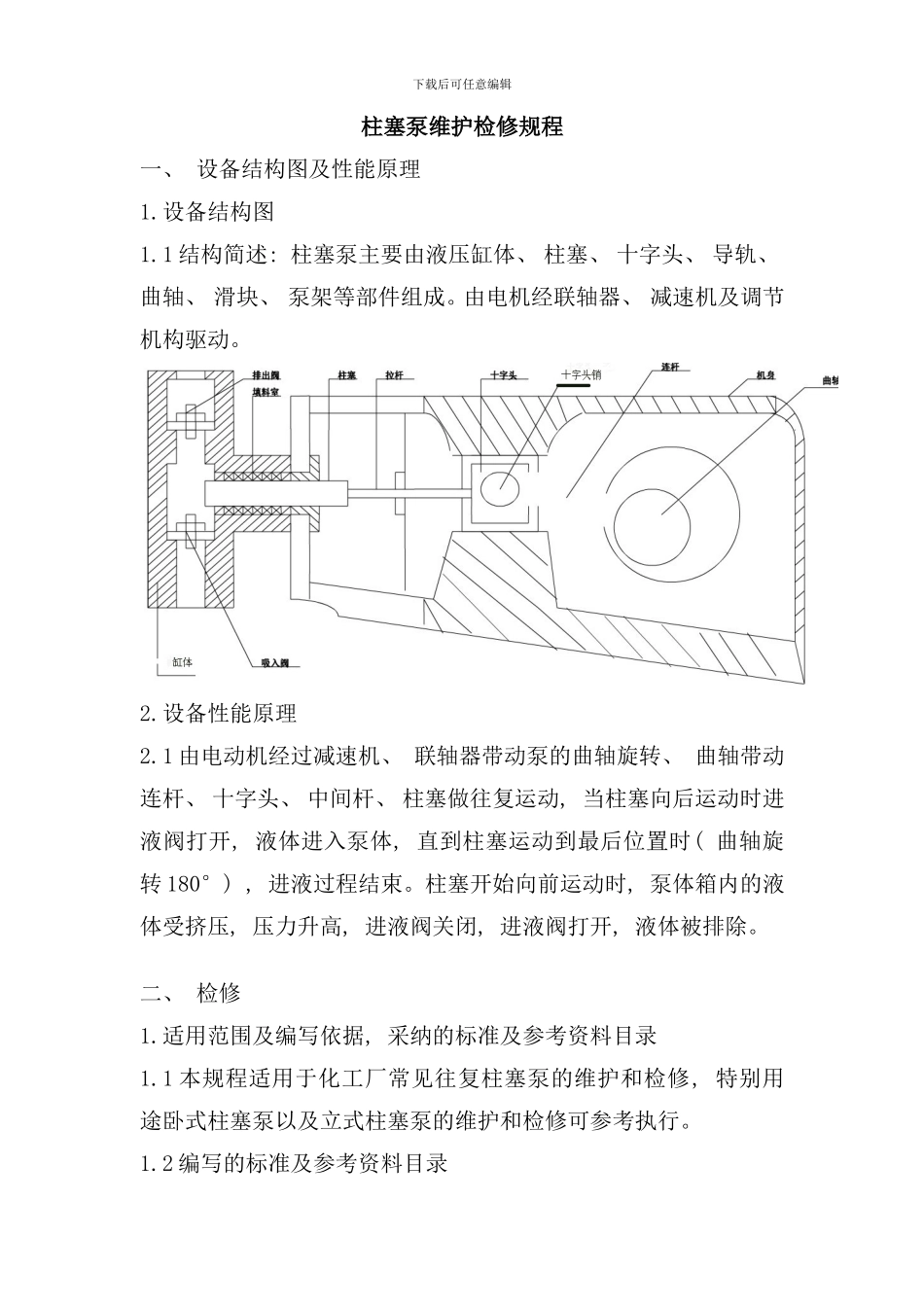 柱塞泵维护检修规程完整样本_第1页