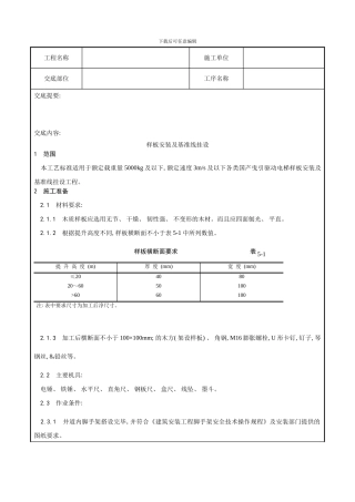 样板安装及基准线挂设工艺样本