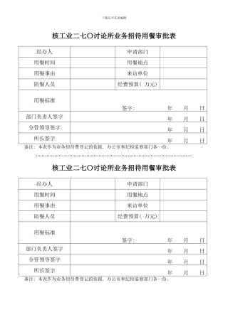 核工业二七〇研究所五项费用有关表格样本