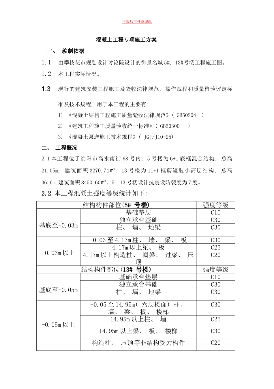 框剪结构混凝土方案样本_第2页