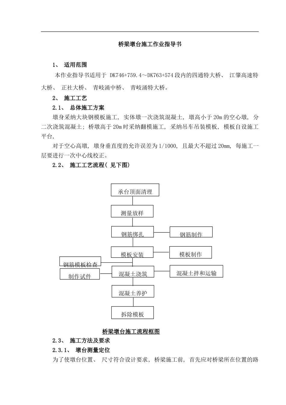 桥梁墩台施工作业指导书样本_第1页