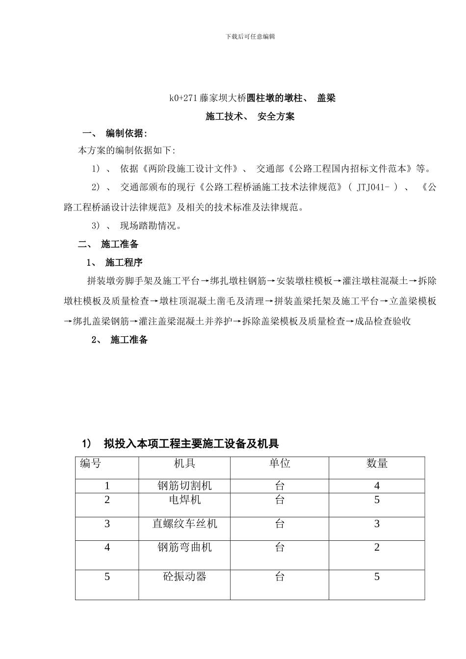 桥梁墩柱及盖梁施工技术样本_第1页