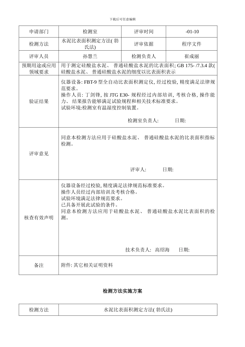 检测方法确认程序勃氏法比表面积样本_第2页