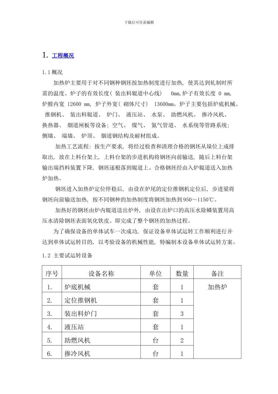 棒材加热炉单机试车方案样本_第2页