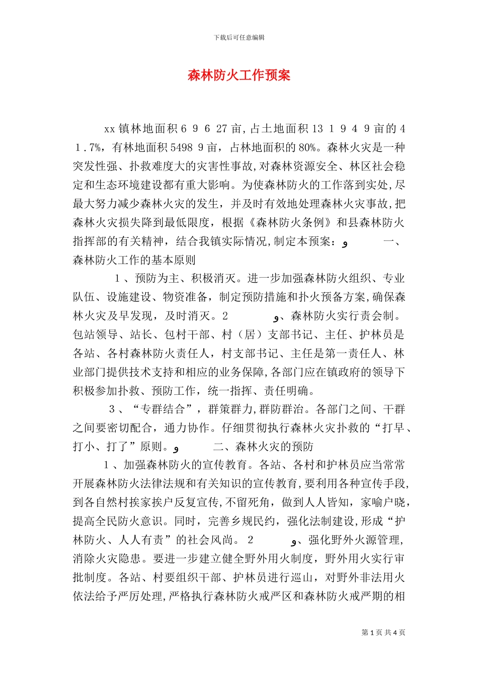 森林防火工作预案_第1页