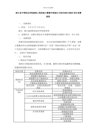 楼宇智能化安防布线与调试项目竞赛规则样本
