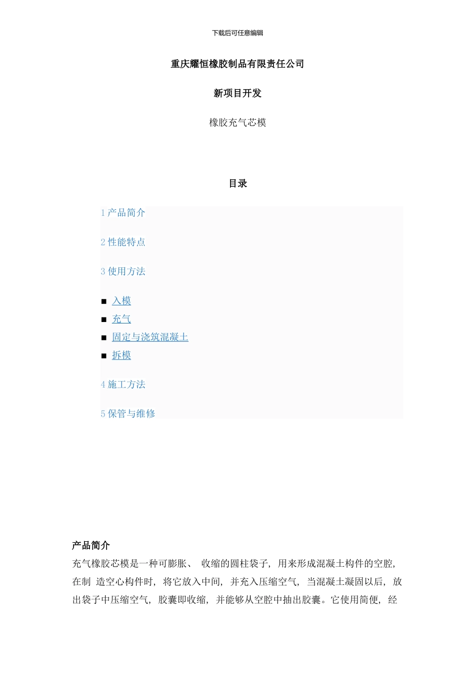 橡胶气囊项目开发样本_第1页