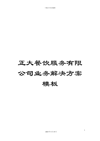 正大餐饮服务有限公司业务解决方案模板
