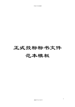 正式投标标书文件范本模板