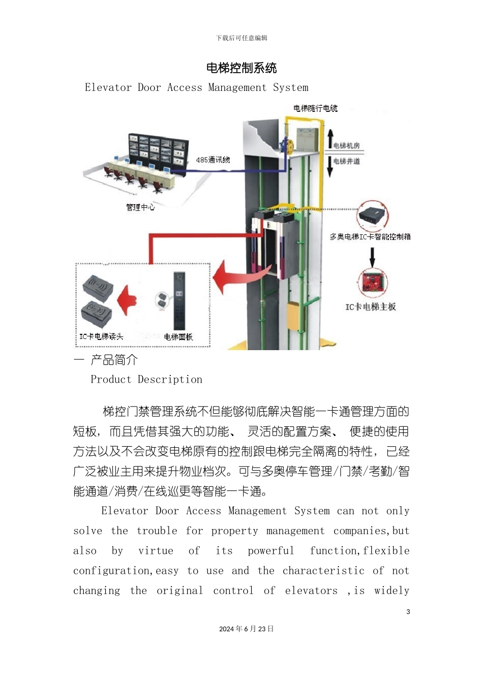 款智能IC卡梯控门禁控制系统产品技术参数设备图片_第3页