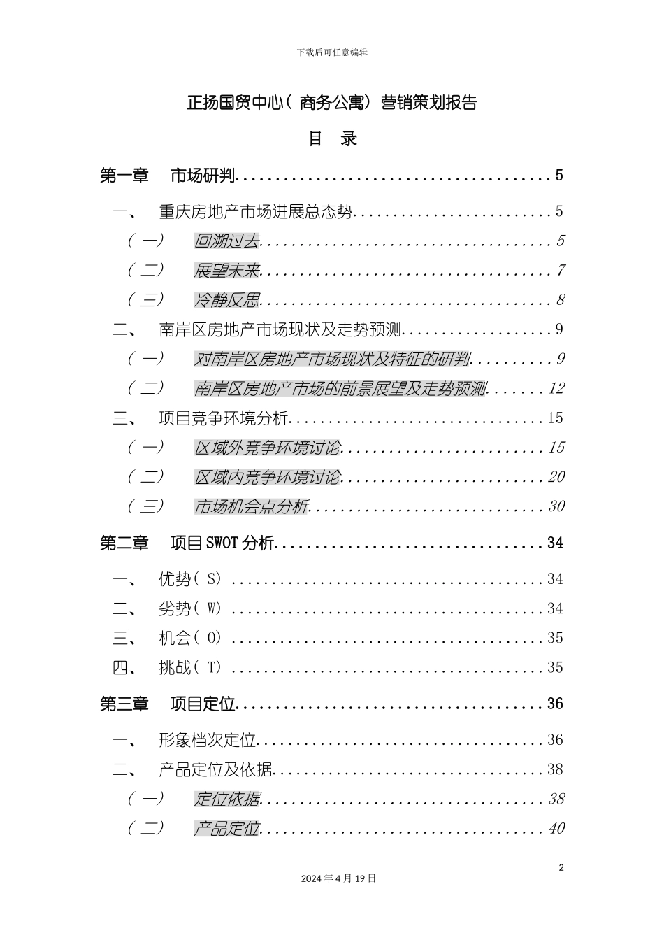 正扬国贸中心商务公寓营销策划报告模板_第2页