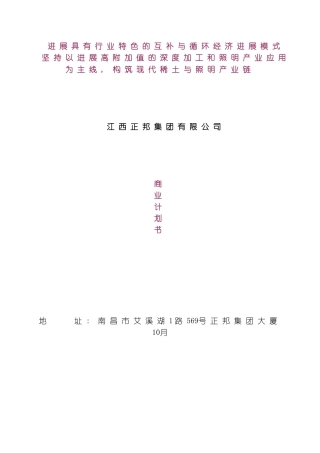 正邦华中南商业计划书修改稿模板