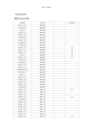 武汉理工大学物流工程届毕业生去向模板