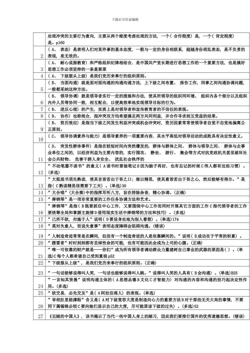 武进沟通协调能力题库分_第1页